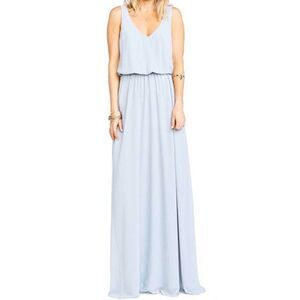 Mumu Blue Kendall V-Neck Formal Maxi Dress